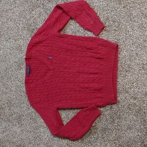 VTG Ralph Lauren Sport Sweater Women's Red Cableknit Size XL